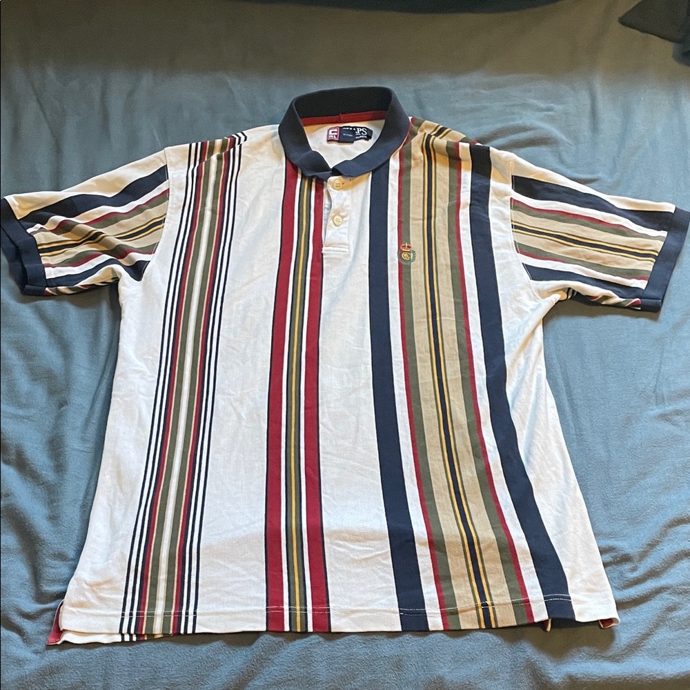 Ralph Lauren Vertical Striped Polo - White Navy Burgundy Tan